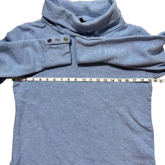 Talbots Womens M Blue Cowl Neck Pullover Sweater With Button Cuffs Cozy Blend - Picture 3 of 6